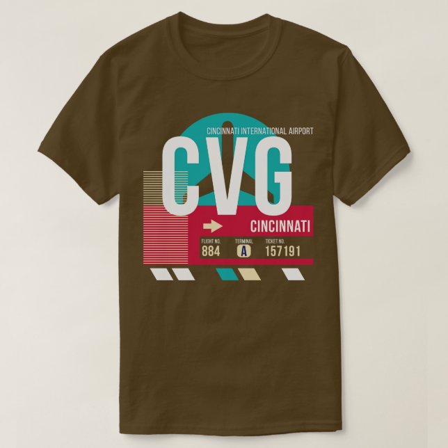 Cincinnati Ohio CVG Airport Code Gepäckanhänger E T-Shirt (Design vorne)