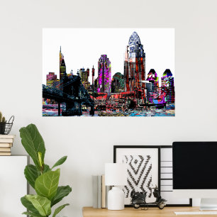 Cincinnati, Ohio in Graffiti Poster