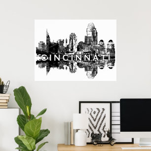 Cincinnati, Ohio in Schwarzweiß Poster