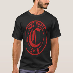 Cincinnati Ohio Kreis Schild abgenutzt roter Druck T-Shirt