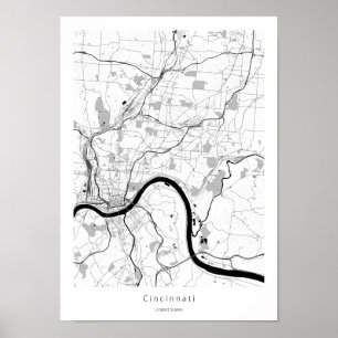 Cincinnati Ohio Modern Minimal Einfache Karte Poster