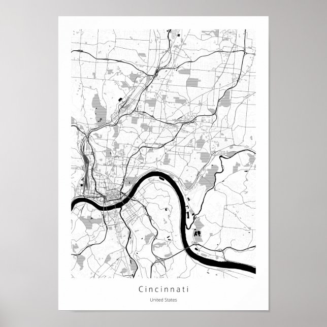 Cincinnati Ohio Modern Minimal Einfache Karte Poster (Vorne)