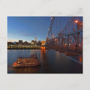 CINCINNATI OHIO NIGHT FLUSS FLUSSBOOT POSTCARDS POSTKARTE