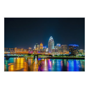 Cincinnati Ohio Night Skyline - Foto drucken