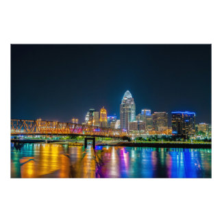 Cincinnati Ohio Night Skyline - Foto drucken