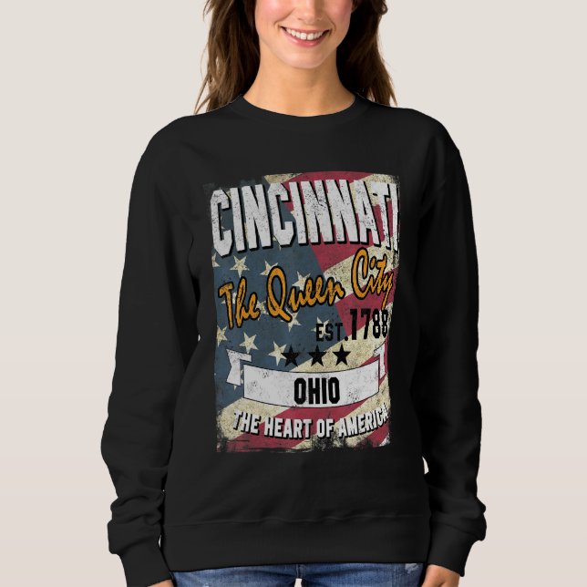 Cincinnati Ohio Oh erschütterter amerikanischer St Sweatshirt (Vorderseite)