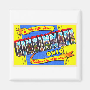 Cincinnati Ohio OH Vintager Großbuchstabe Postkart Magnet