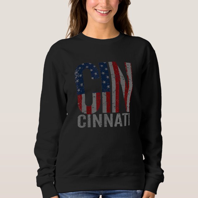 Cincinnati Ohio Patriots Memorial Day Usa Flag Cin Sweatshirt (Vorderseite)