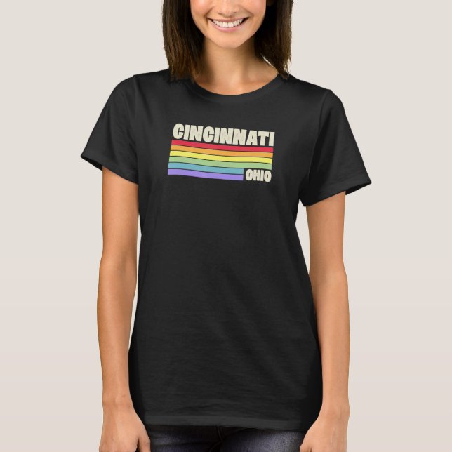 Cincinnati Ohio Pride Rainbow Flag Gay Pride Merch T-Shirt (Vorderseite)