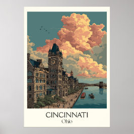 Cincinnati Ohio Queen City Skyline Architecture Poster
