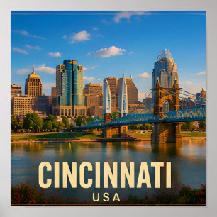 Cincinnati Ohio River Reise-Geschenk Poster