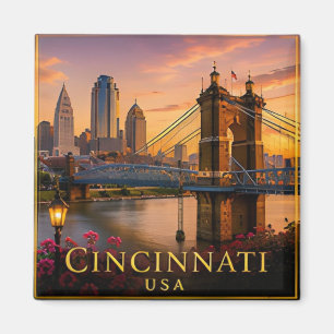 Cincinnati Ohio Riverfront & Midwest-Erbe 🗺️ Magnet