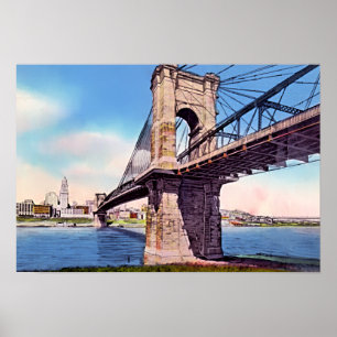 Cincinnati Ohio Roebling Hängebrücke Poster