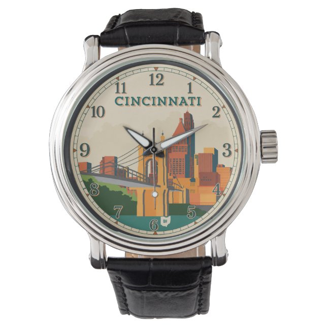 Cincinnati Ohio Skyline  Armbanduhr (Vorderseite)