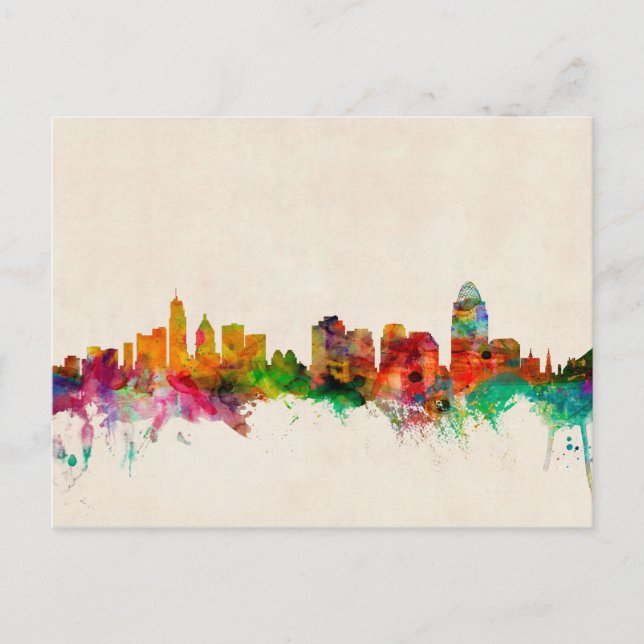 Cincinnati Ohio Skyline Cityscape Postkarte (Vorderseite)