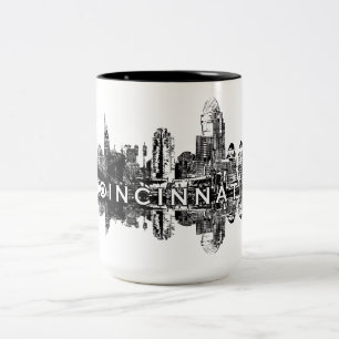 Cincinnati, Ohio-Skyline in schwarz Zweifarbige Tasse