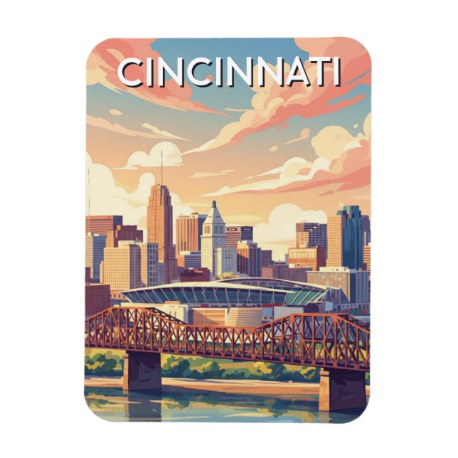 Cincinnati Ohio Skyline Reise Magnet (Vertikal)