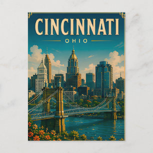 🌉 Cincinnati Ohio Skyline und Uferpromenade Postkarte