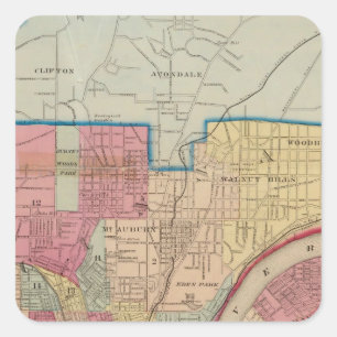 Cincinnati, Ohio und Umgebung Quadratischer Aufkleber