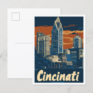 Cincinnati Ohio USA Kunst Vintage Reise Illustrati Postkarte