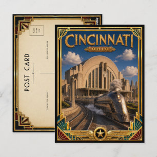 Cincinnati Ohio Vintage Art Deco Golden Age Postkarte
