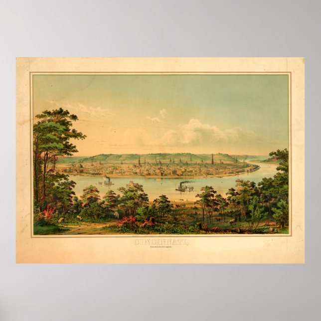 Cincinnati Ohio von einem Punkt westlich von Covin Poster (Vorne)