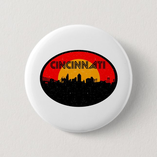 Cincinnati Red Black Oval City Button (Vorderseite)