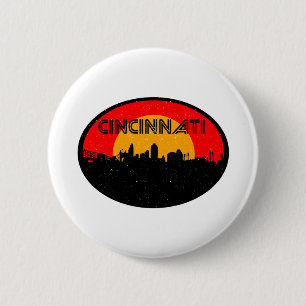 Cincinnati Red Black Oval City Button