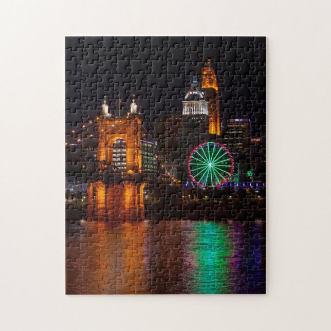 Cincinnati Roebling Bridge Nightscape Puzzle (Vertikal)