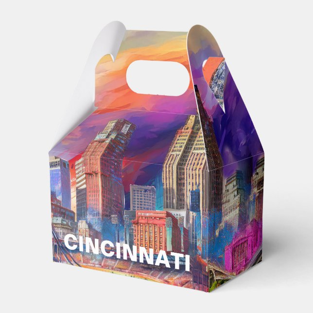 Cincinnati Skyline Abstrakte Kunst Geschenkschachtel (Vorderseite)