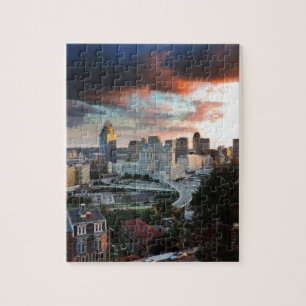 Cincinnati-Skyline am Sonnenuntergang Puzzle