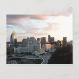 Cincinnati Skyline bei Sonnenuntergang Postkarte