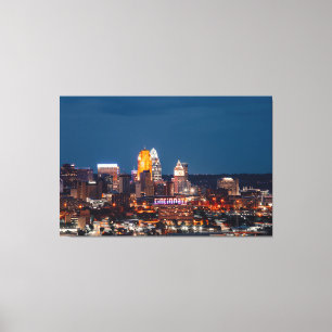CINCINNATI SKYLINE DRUCKEN AUF STRETCHIERTER LEINW LEINWANDDRUCK