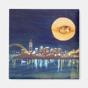 Cincinnati-Skyline-hölzerner Mond-Magnet Magnet