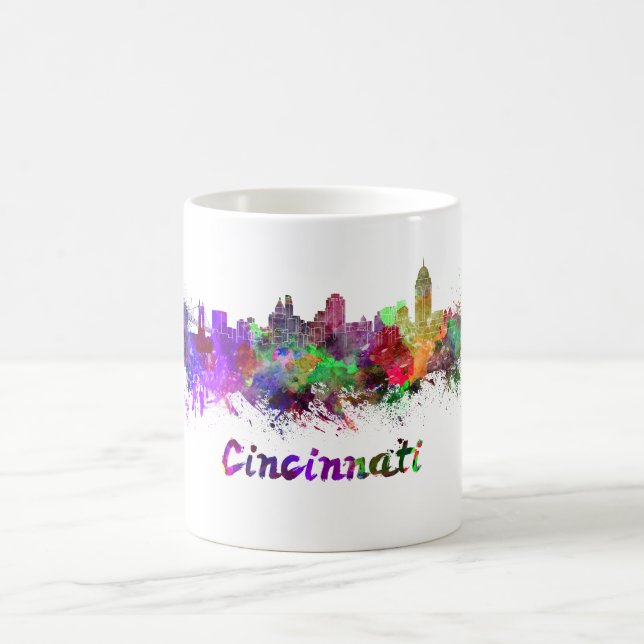 Cincinnati skyline im Watercolor Tasse (Mittel)
