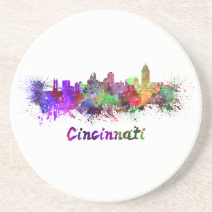 Cincinnati skyline in watercolor untersetzer
