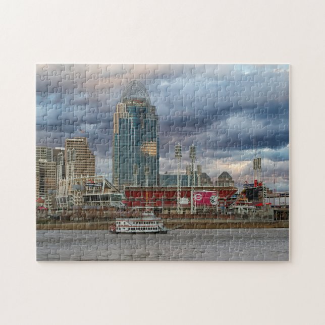 Cincinnati Skyline mit Riverboat Puzzle (Horizontal)