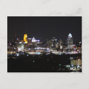 Cincinnati Skyline nachts Postkarte