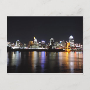 Cincinnati Skyline nachts Postkarte