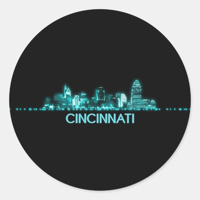 Cincinnati Skyline Runder Aufkleber (Vorderseite)