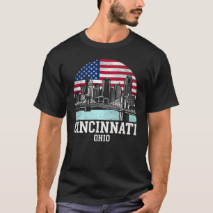 Cincinnati Stadt Ohio Amerikanische Flagge T-Shirt