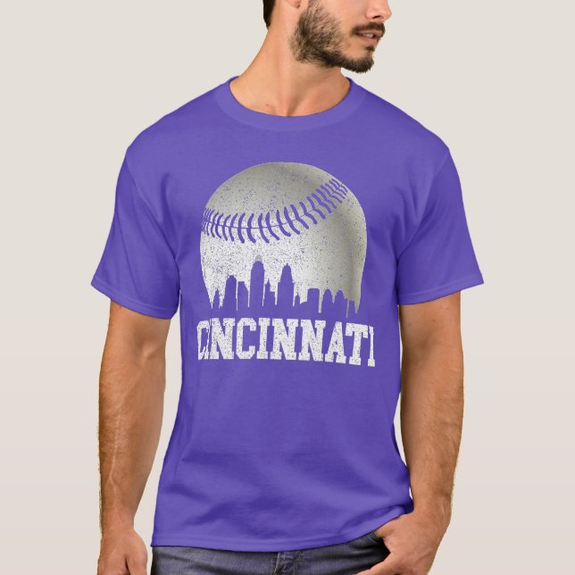 Cincinnati Vintage Baseball Distressed Gameday Ret T-Shirt (Vorderseite)