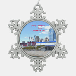 Cincinnati Waterfront Weihnachtsschmuck Schneeflocken Zinn-Ornament
