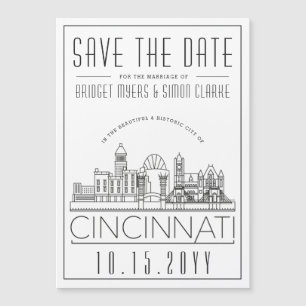 Cincinnati Wedding Stylized Skyline Save the Date Magneteinladung