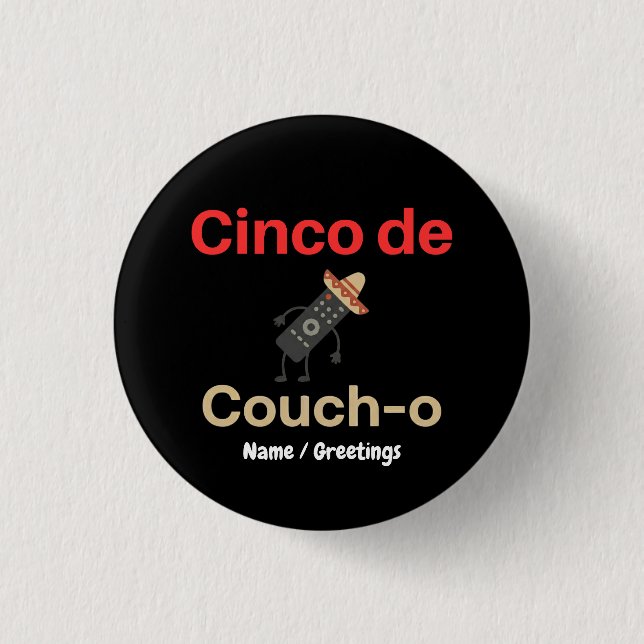 Cinco de Couch-o Fernbedienung Sombrero Lustig Button (Vorderseite)