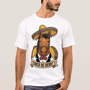 Cinco de Derby Horse Taco Sombrero Vintage-Design T-Shirt