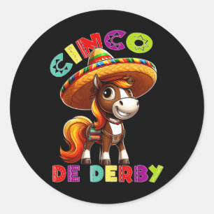 Cinco De Derby Party Racing Poncho Sombrero Runder Aufkleber