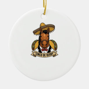 Cinco de Derby Pferd Taco Sombrero Vintage Design Keramik Ornament