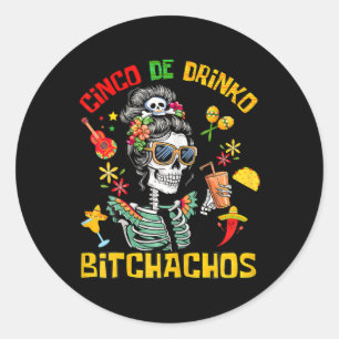 Cinco De Drinko Achos Cinco De Mayo Drinks Runder Aufkleber