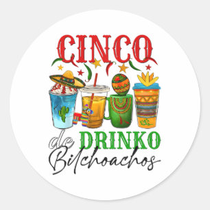 Cinco De Drinko Achos Cinco De Mayo Men Drin Runder Aufkleber